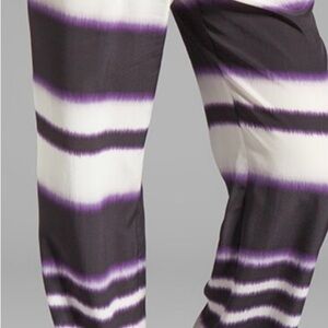 Trina Turk Ink Stripe Ikat Yuma Print in Black Plum 100% Silk